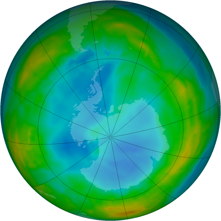 Antarctic ozone map for 27 July 2014